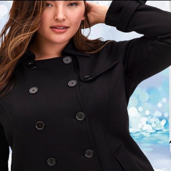 Torrid Black Fleece Peacoat Jacket Sizes: 1 1XL NEW - Picture 5 of 16